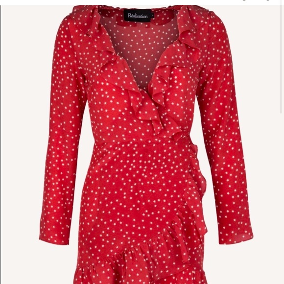 Realisation Par Alexandra Mini Wrap Dress in Red - Picture 6 of 13